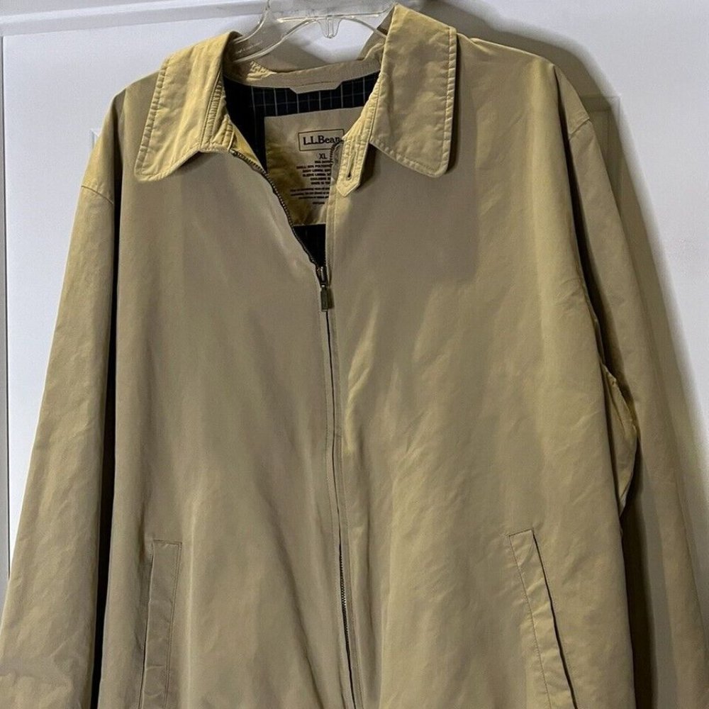 VTG LL BEAN Zip Up Collard Jacket Khaki Men's Size XL
